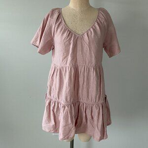 Madewell Pale Pink Linen-Blend Lorelei Mini Dress